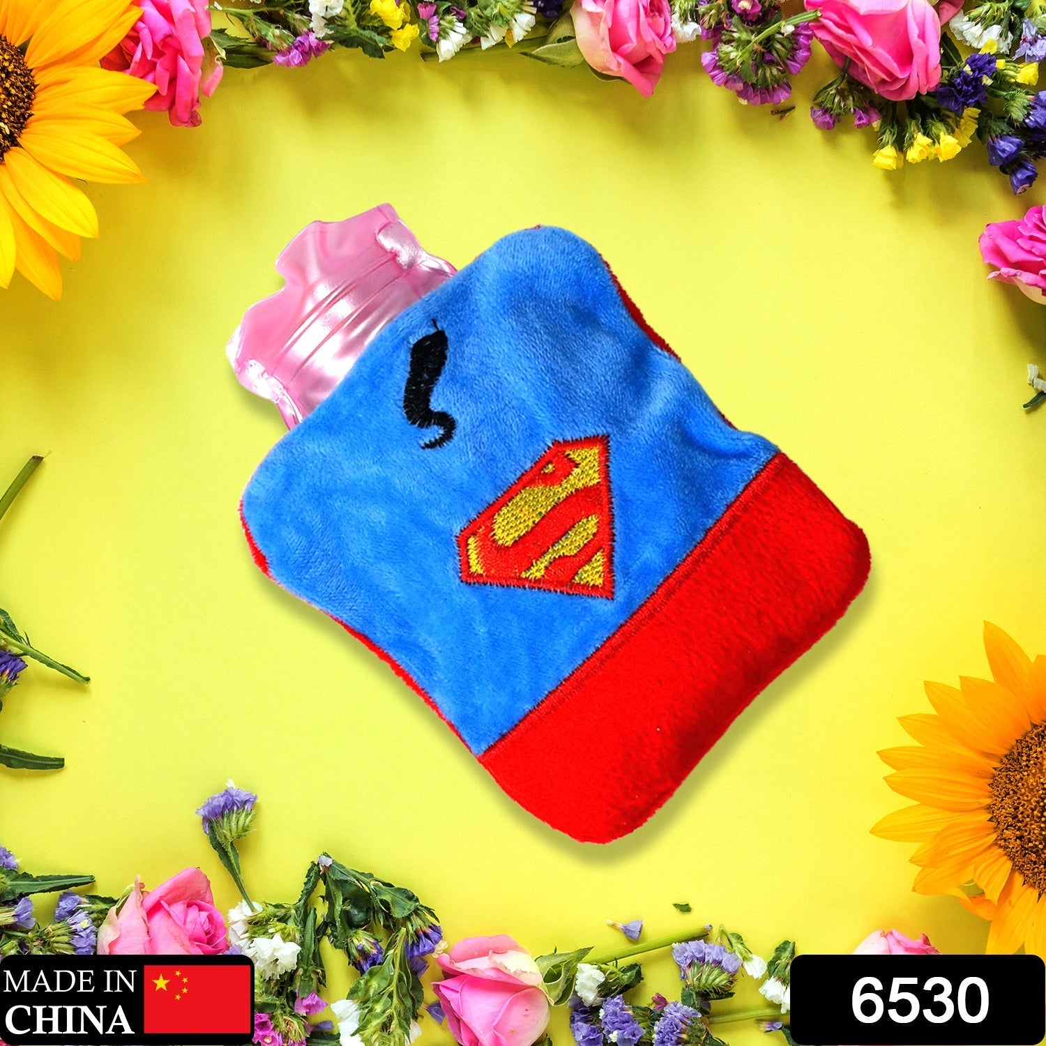 6530 Superman Print small Hot Water Bag with Cover for Pain Relief, Neck, Shoulder Pain and Hand, Feet Warmer, Menstrual Cramps. 6530 Superman Print small Hot Water Bag with Cover for Pain Relief, Neck, Shoulder Pain and Hand, Feet Warmer, Menstrual Cramps.